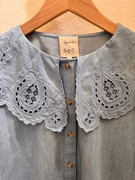 Sezane & SEA New York Flavie Chambray Shirt Rare - Picture 10 of 10